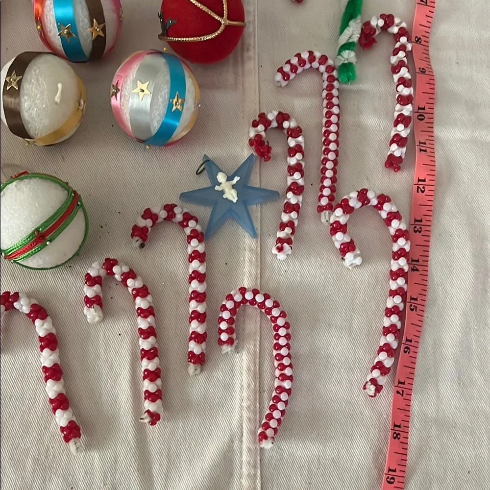 VTG Handmade Christmas Ornaments and Candy Cane Set